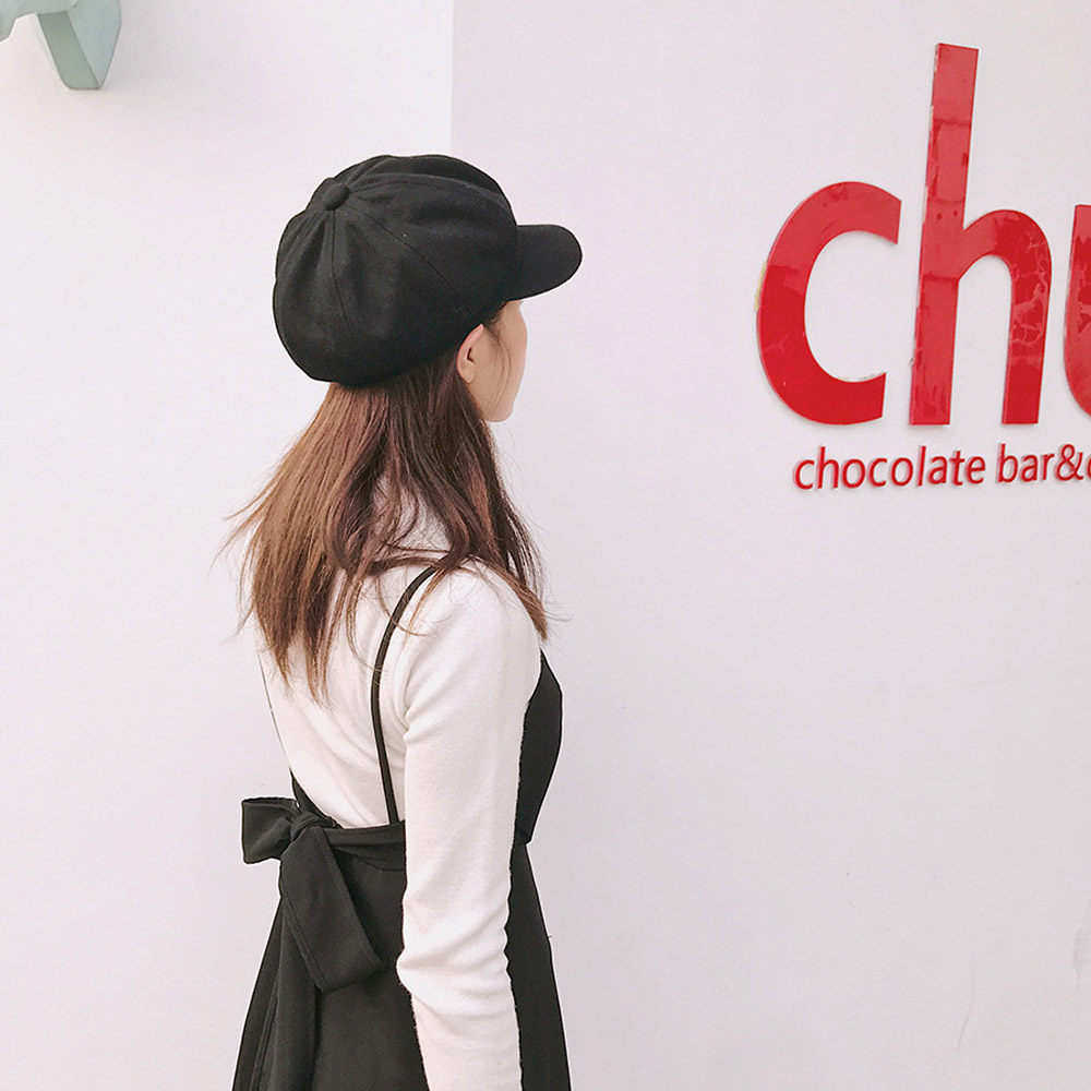 秋冬レディースキャスケット帽子防寒無地ウールタッチ