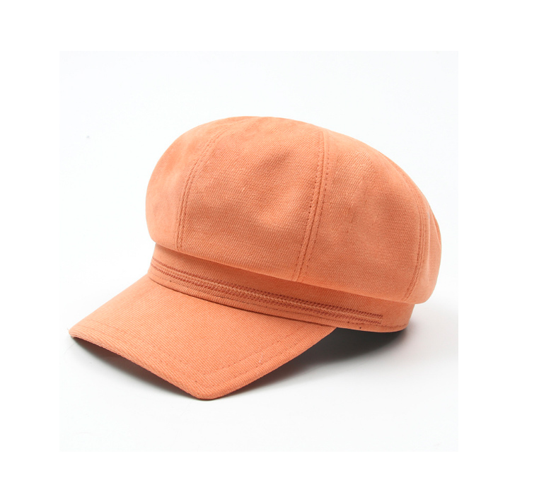 秋冬新作レディースキャスケット無地防寒保温スエード風帽子