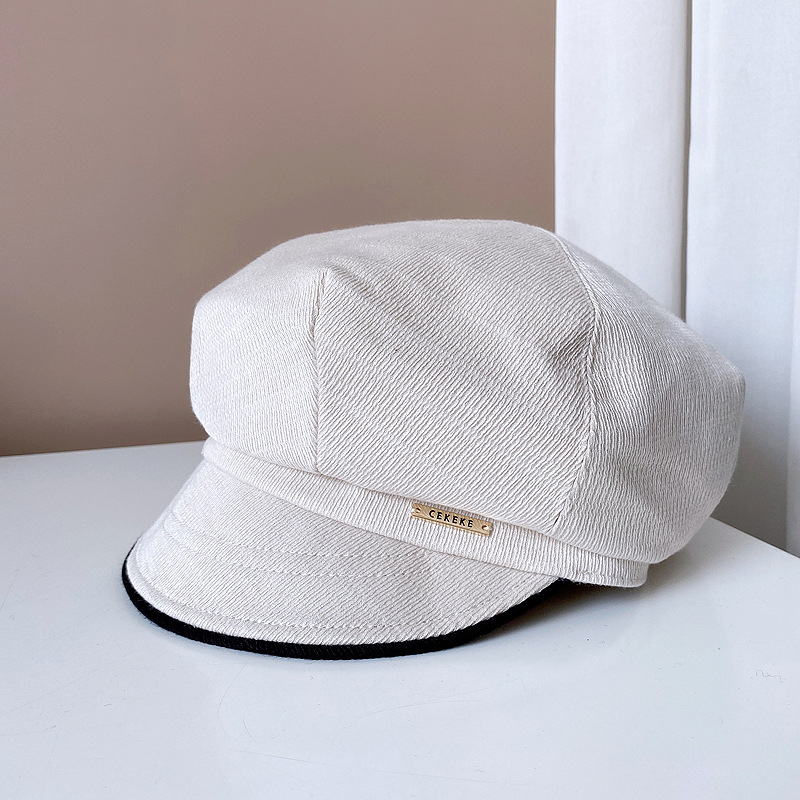 ウール キャスケット 韓国風 レディース つば付き帽子