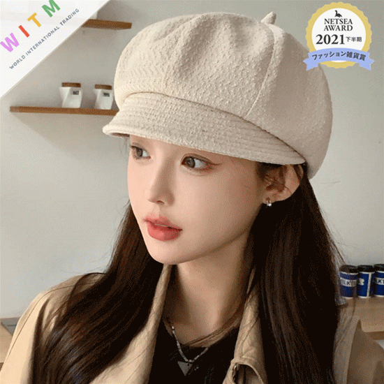 小顔効果マリン風キャスケット帽子レディース