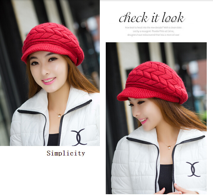レディース ケーブル編み ニットキャスケット 防寒帽子