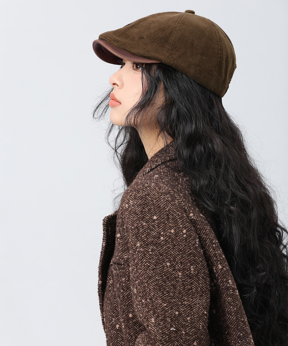 レディース コーデュロイ キャスケット ハンチング 小顔効果