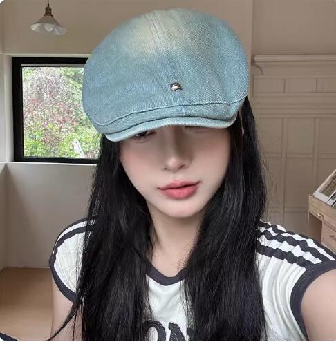 デニム生地キャスケット帽子レディース外出用