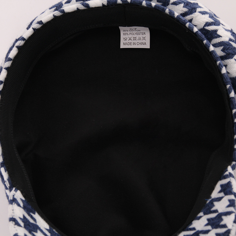 千鳥格子キャスケット つば付き防寒帽子 小顔効果