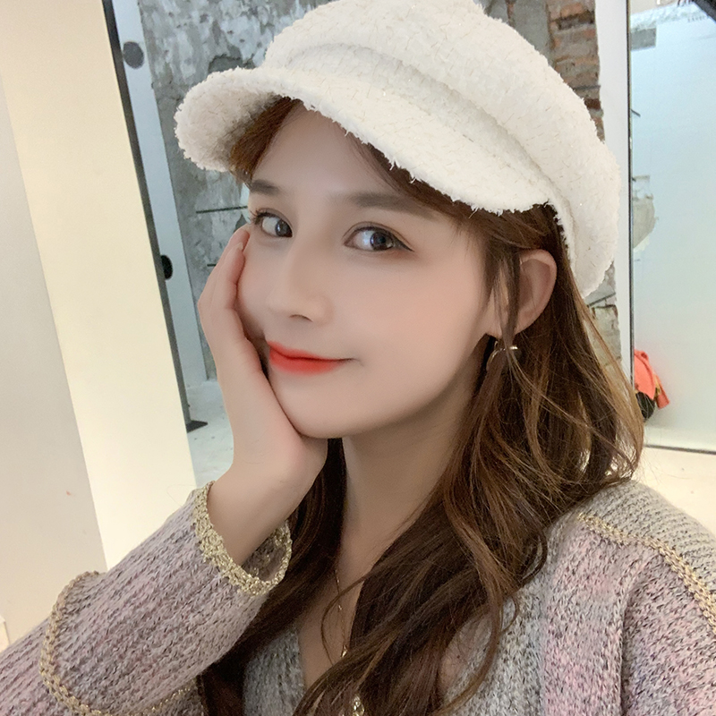 キャスケット 上品な織り模様のツイードマリン帽