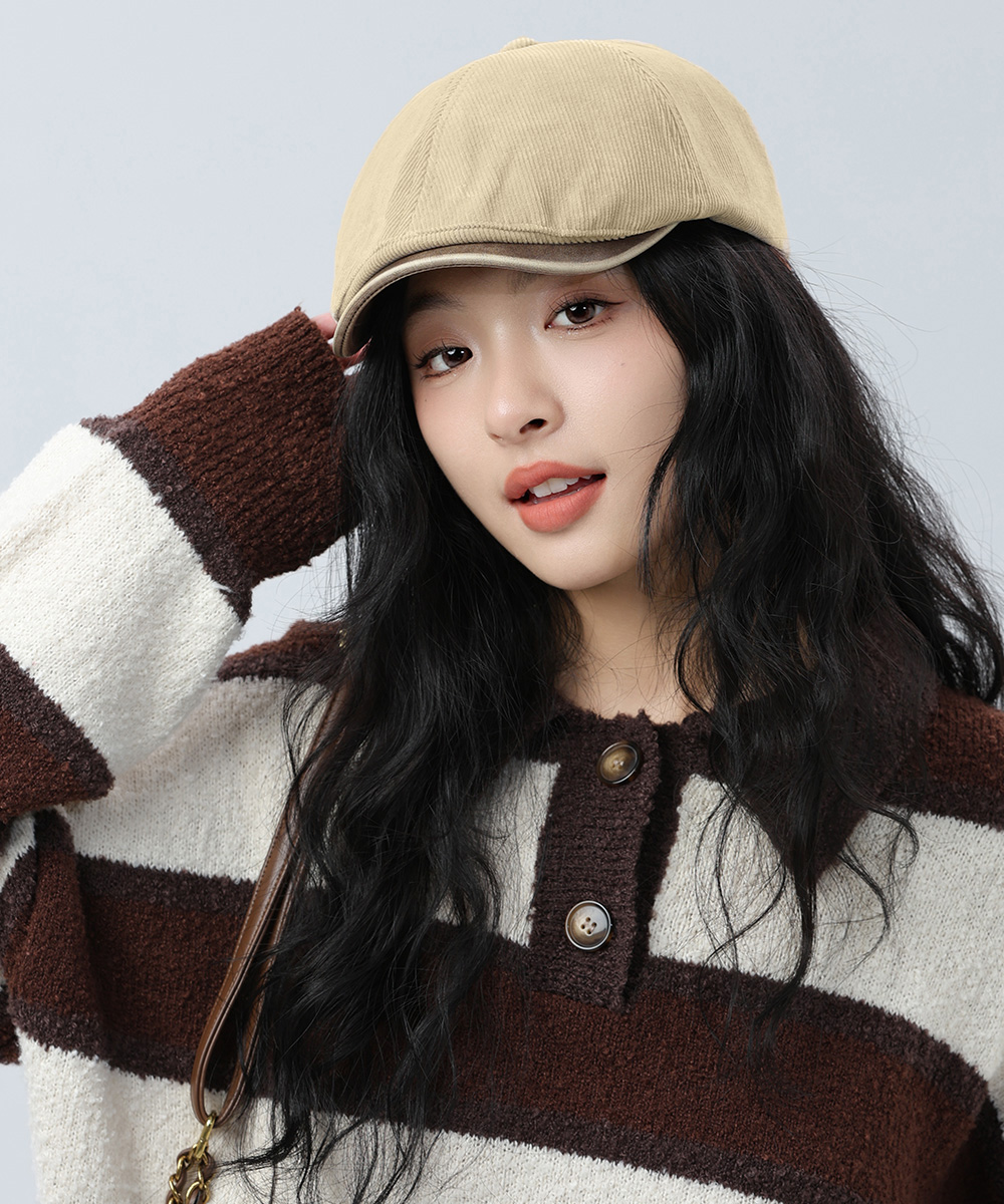 レディース コーデュロイ キャスケット ハンチング 小顔効果
