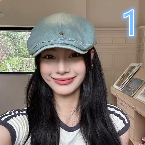 デニム生地キャスケット帽子レディース外出用