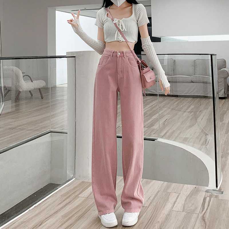 カジュアルコーデ ハイウエストワイドデニムパンツ