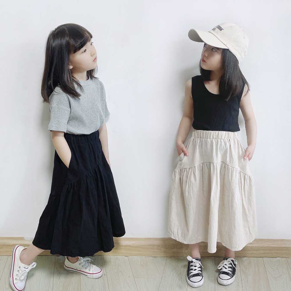カジュアルコーデ kids ゆったりティアードロングスカート