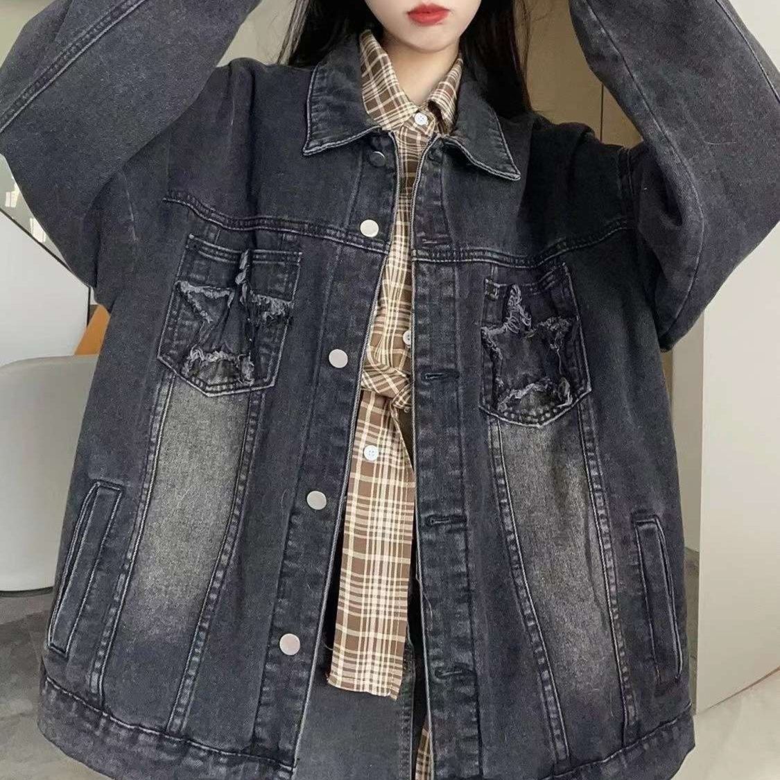 カジュアルコーデ  オーバーサイズ ダメージ加工デニムジャケット