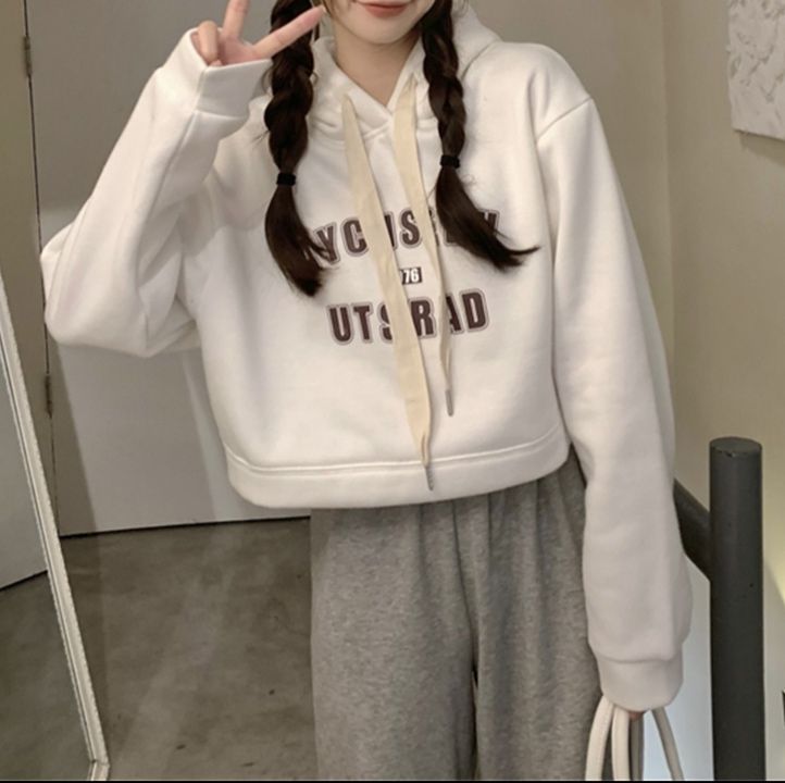 カジュアルコーデ 秋冬 レトロ文字 ゆったりスウェットパーカー