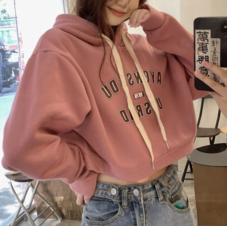 カジュアルコーデ 秋冬 レトロ文字 ゆったりスウェットパーカー