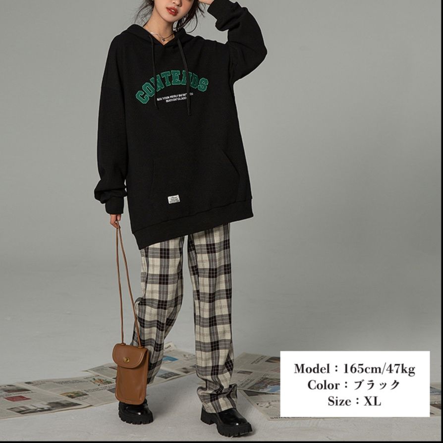 カジュアルコーデ ワッフル素材スウェット フード付き韓国風レディース