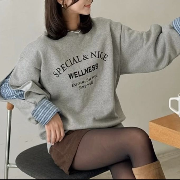 カジュアルコーデ 秋冬新作 文字デザイン スウェット トレーナー