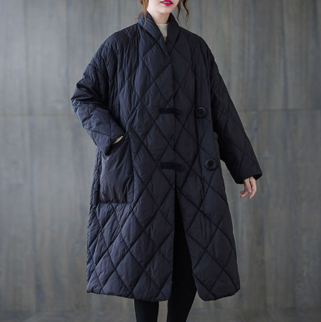 カジュアルコーデ キルティング中綿ロング丈アウター 体型カバー暖かコート