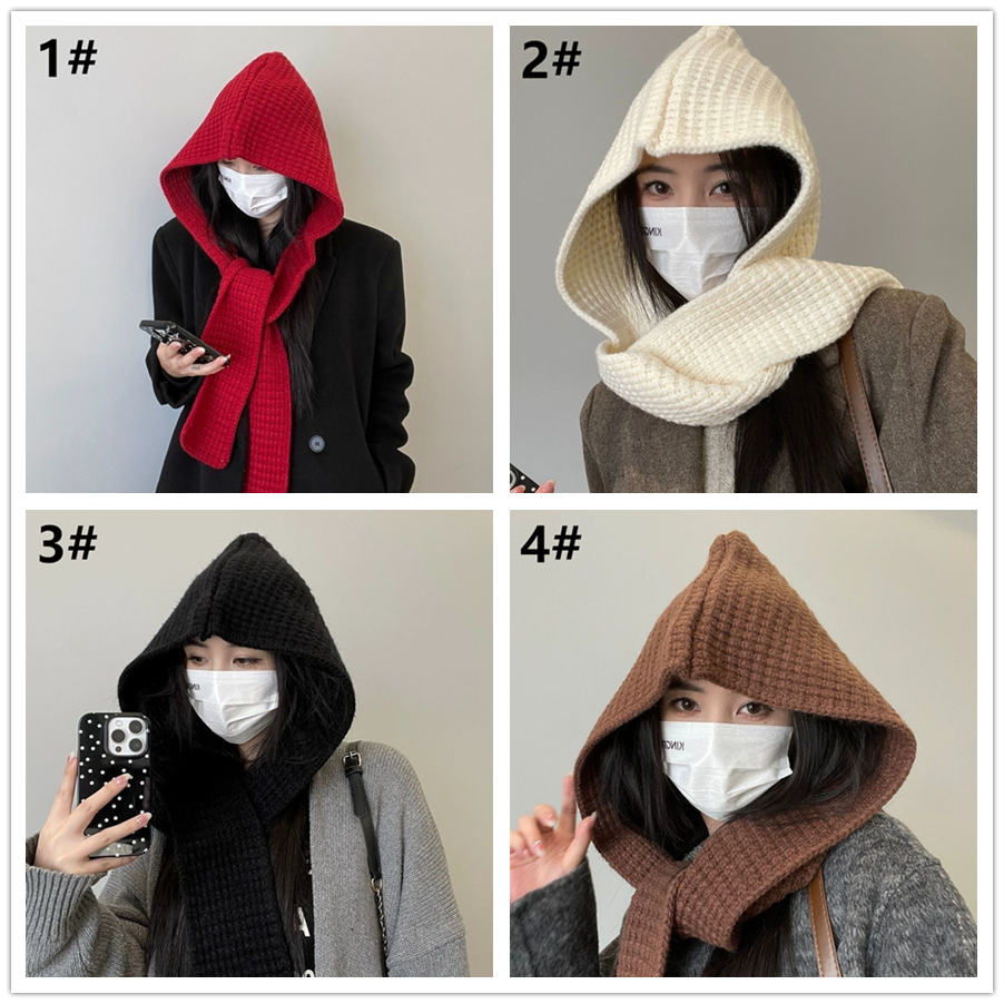 カジュアルコーデ 2025秋冬新作 フード付き帽子 暖かいニット レディース小顔効果