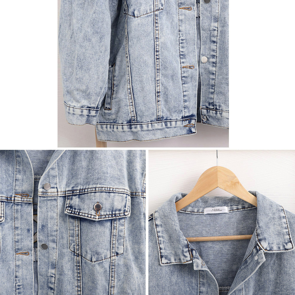 カジュアルコーデ レディース デニムジャケット 背中ロゴ ゆったり 体型カバー