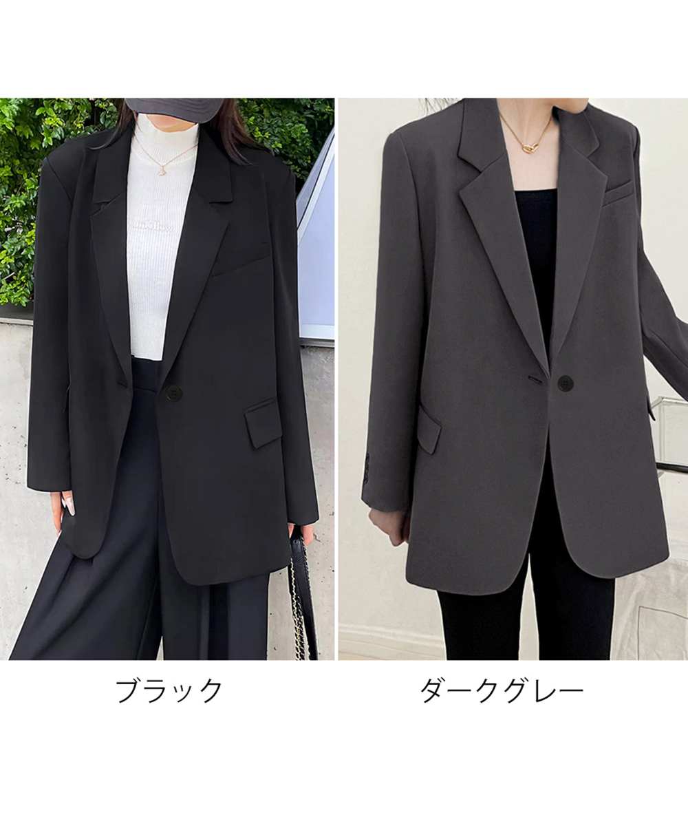 カジュアルコーデ ゆったりテーラードジャケット レディース 韓国風