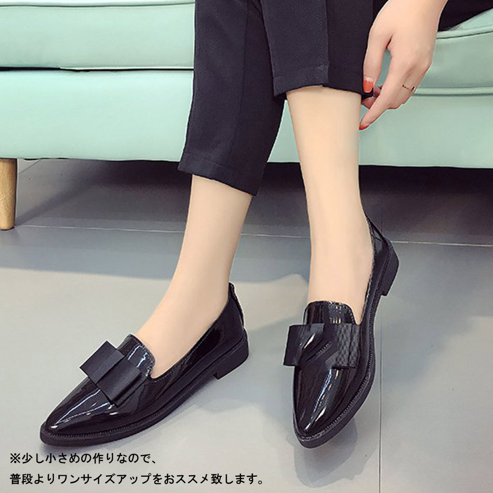 カジュアルコーデ リボンローファー風スニーカー レディース ローヒール