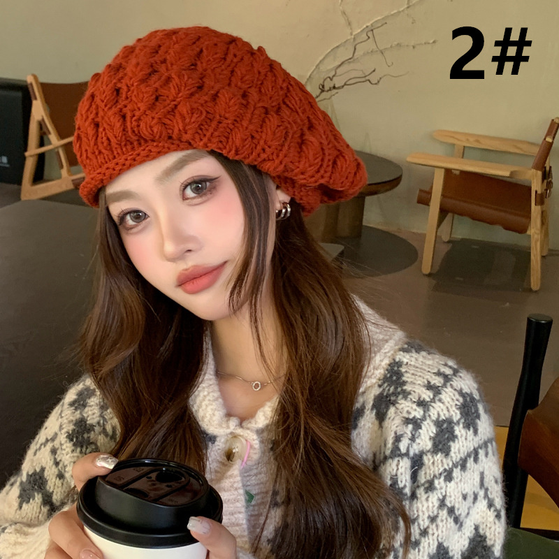 カジュアルコーデ 編み込み ベレー帽 レディース 帽子 小顔効果 暖かい おしゃれ