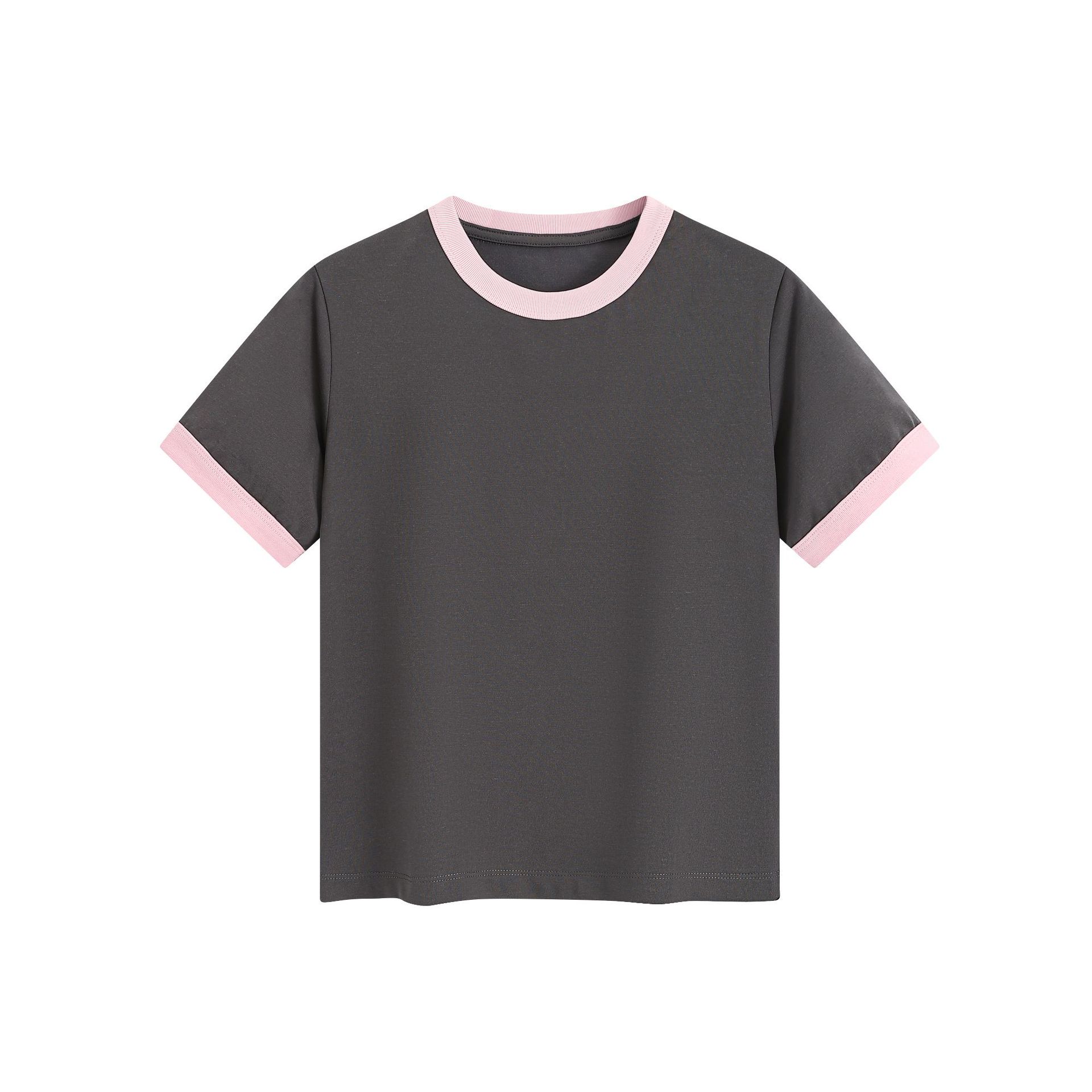 カジュアルコーデ バイカラーリンガーネックTシャツ