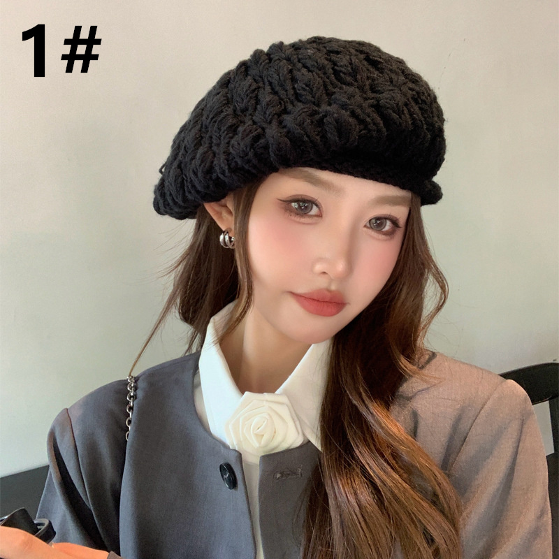 カジュアルコーデ 編み込み ベレー帽 レディース 帽子 小顔効果 暖かい おしゃれ