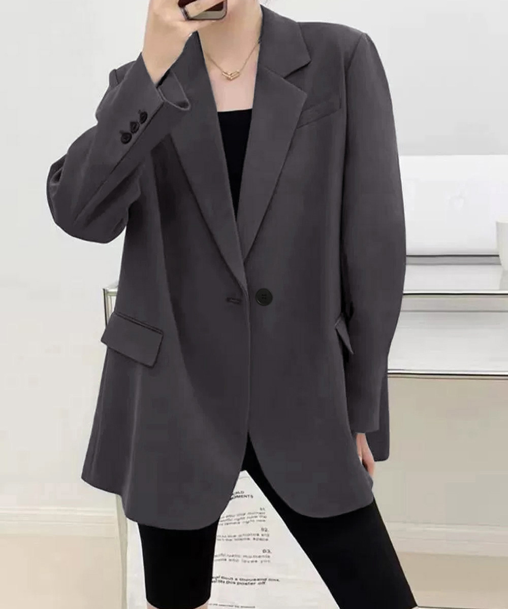 カジュアルコーデ ゆったりテーラードジャケット レディース 韓国風