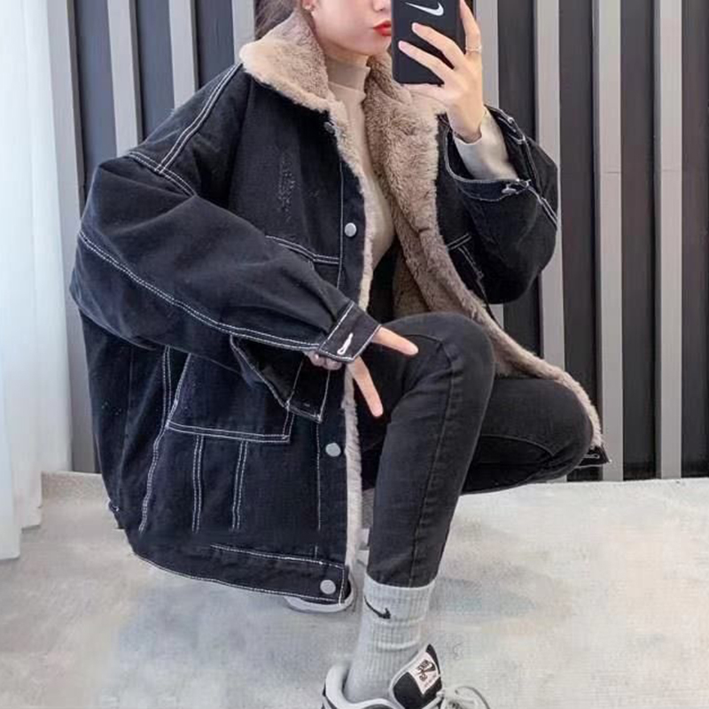 カジュアルコーデ 裏起毛デニムジャケット レディース 防寒アウター ミディアム丈