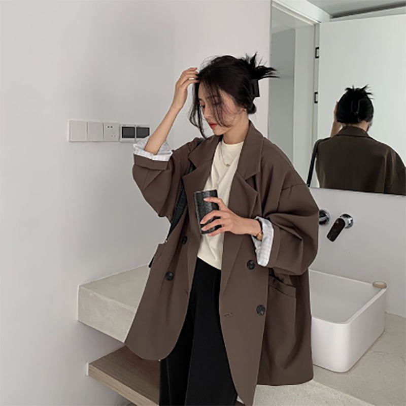 カジュアルコーデ 秋冬新作レディースジャケット襟つきゆったりビジネススーツ