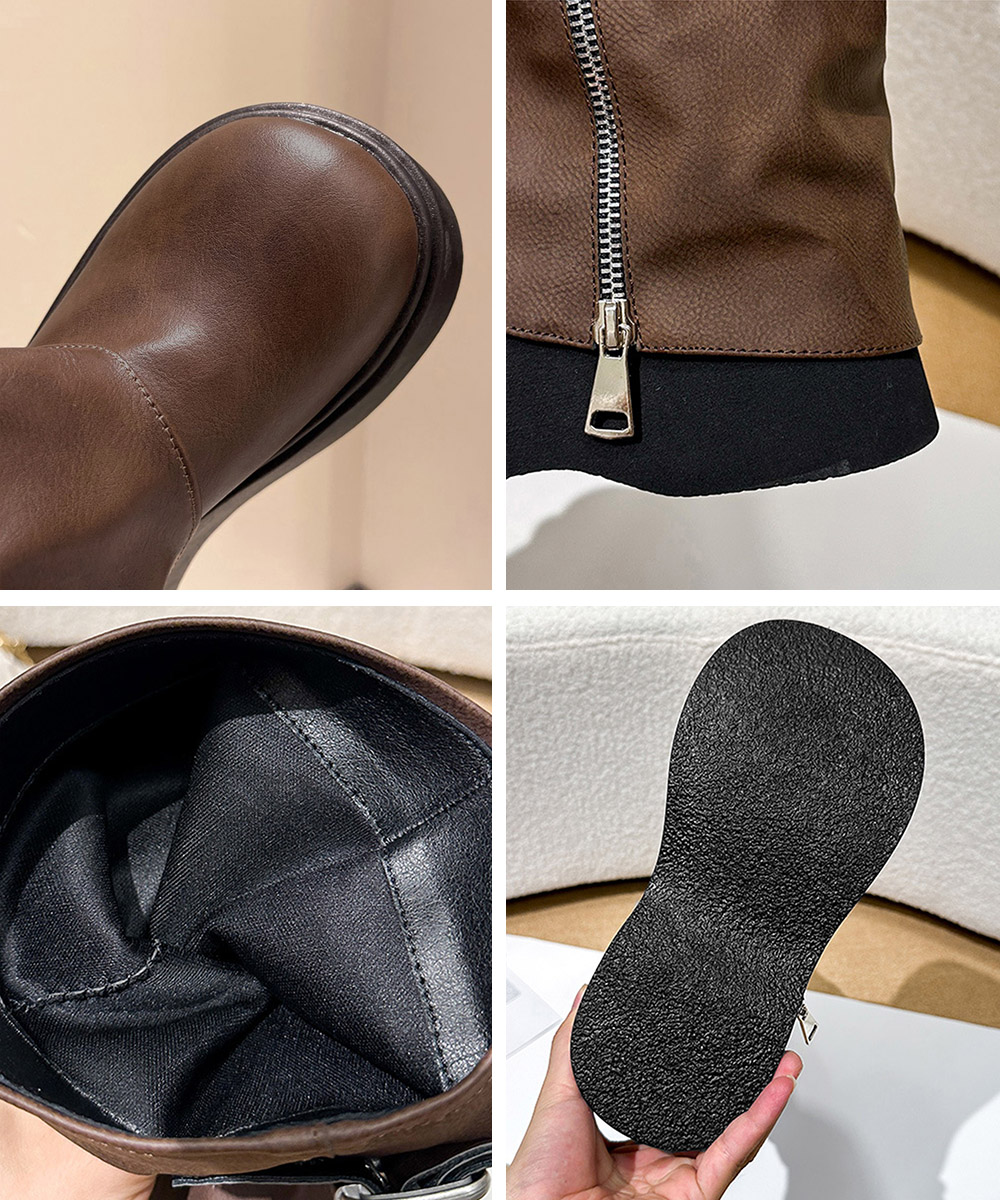 カジュアルコーデ 厚底ルーズブーツ レディース ロング丈