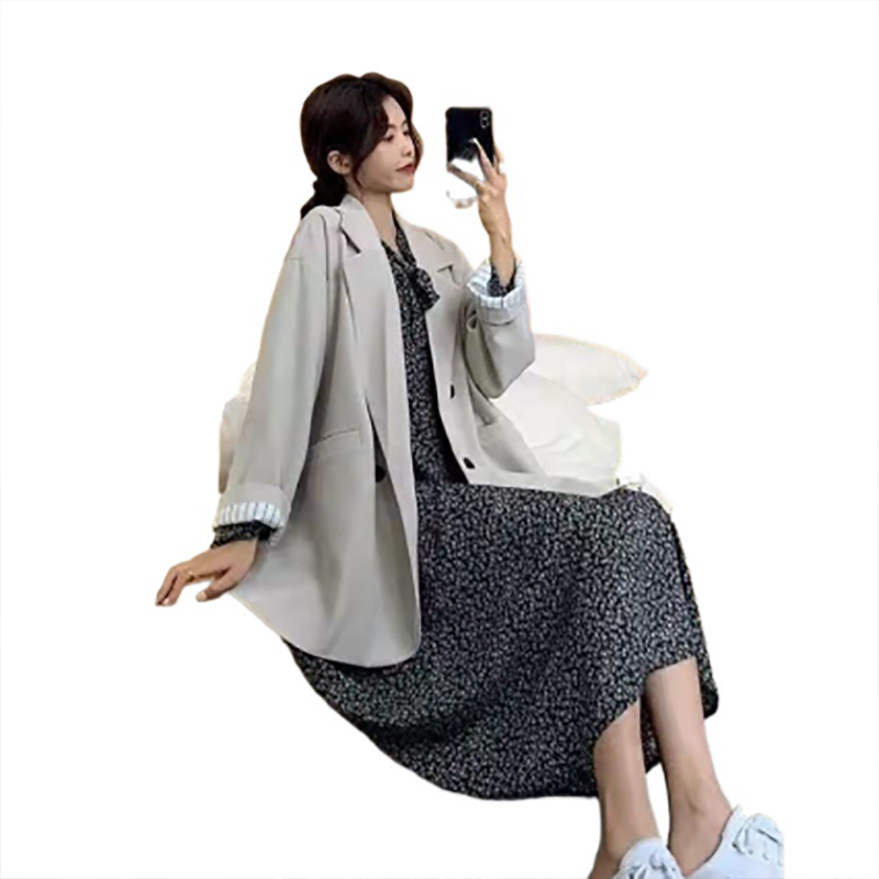 カジュアルコーデ 秋冬新作レディースジャケット襟つきゆったりビジネススーツ