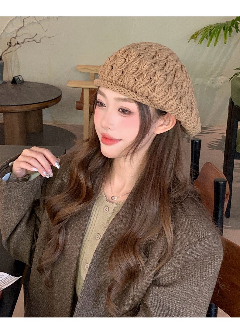 カジュアルコーデ 編み込み ベレー帽 レディース 帽子 小顔効果 暖かい おしゃれ