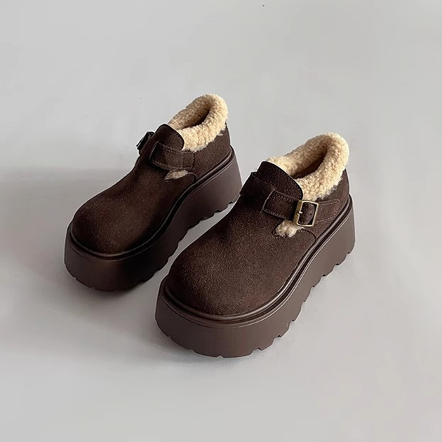 カジュアルコーデ レディース ムートン調 厚底ショートブーツ 裏ボア 暖かい美脚ブーツ