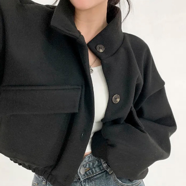 カジュアルコーデ 2024新作レディースアウター立ち襟ショート丈グレージャケット