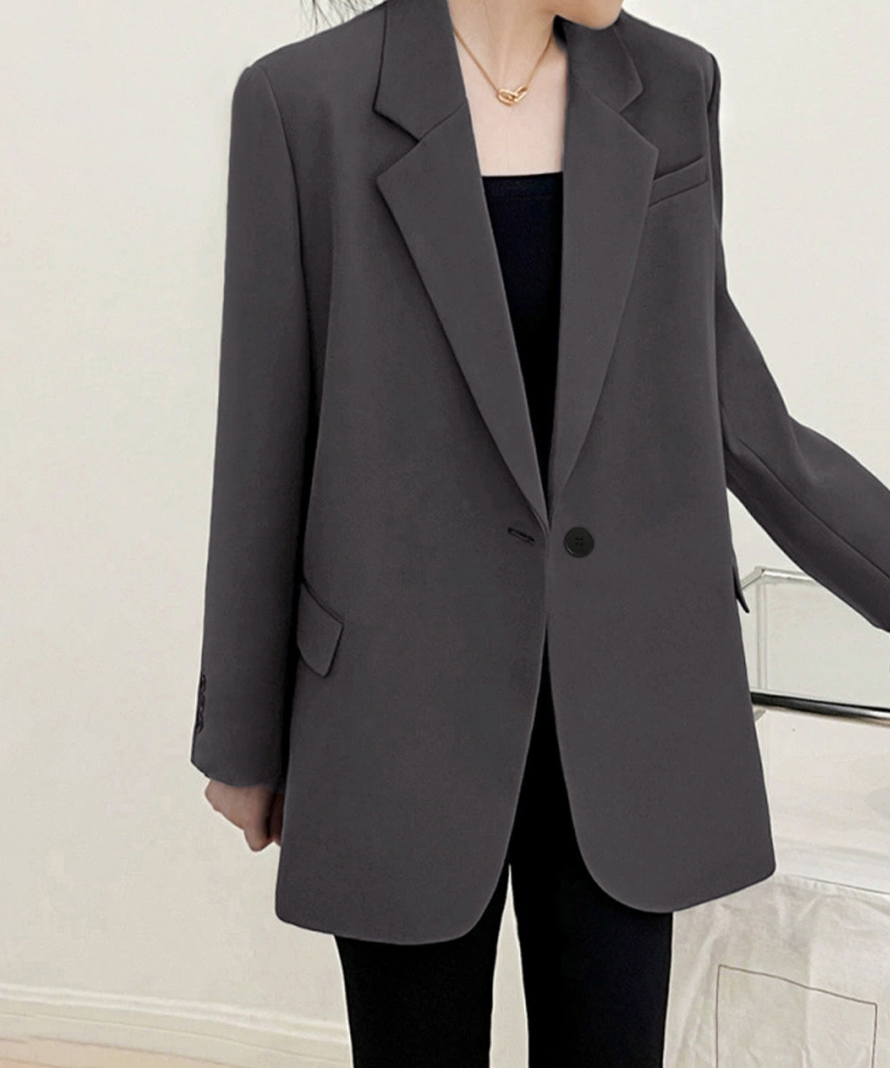 カジュアルコーデ ゆったりテーラードジャケット レディース 韓国風