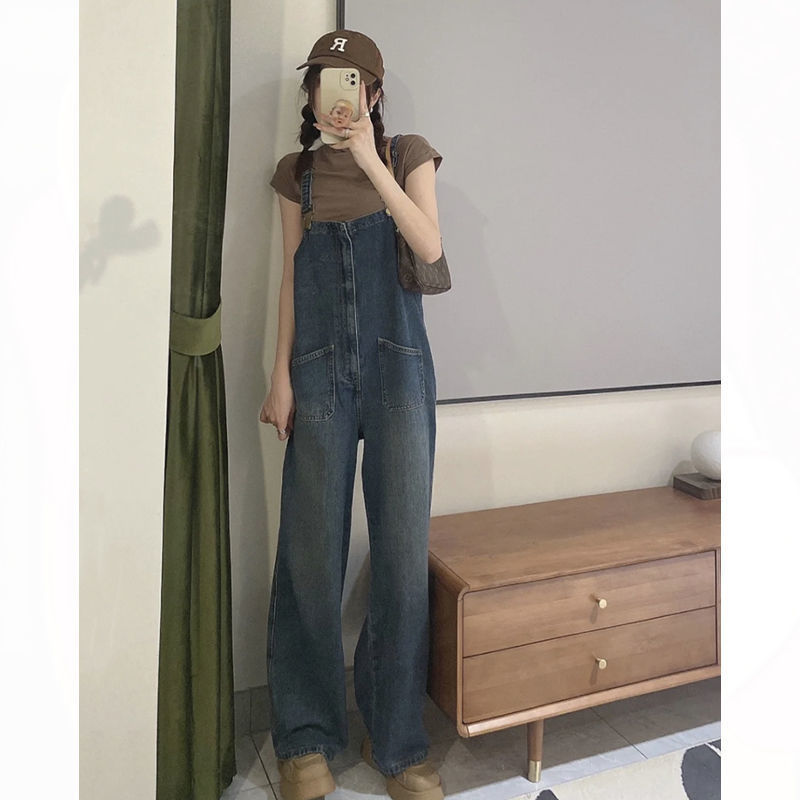 カジュアルコーデ カジュアルコーデ ゆったりサロペットデニムパンツ