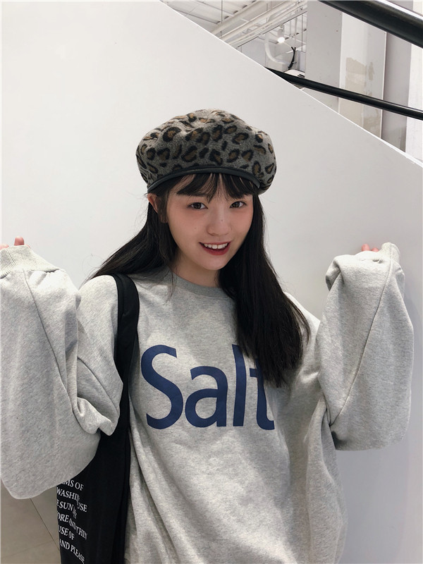 カジュアルコーデ 豹柄ベレー帽 レディース 帽子 小顔効果 暖かい