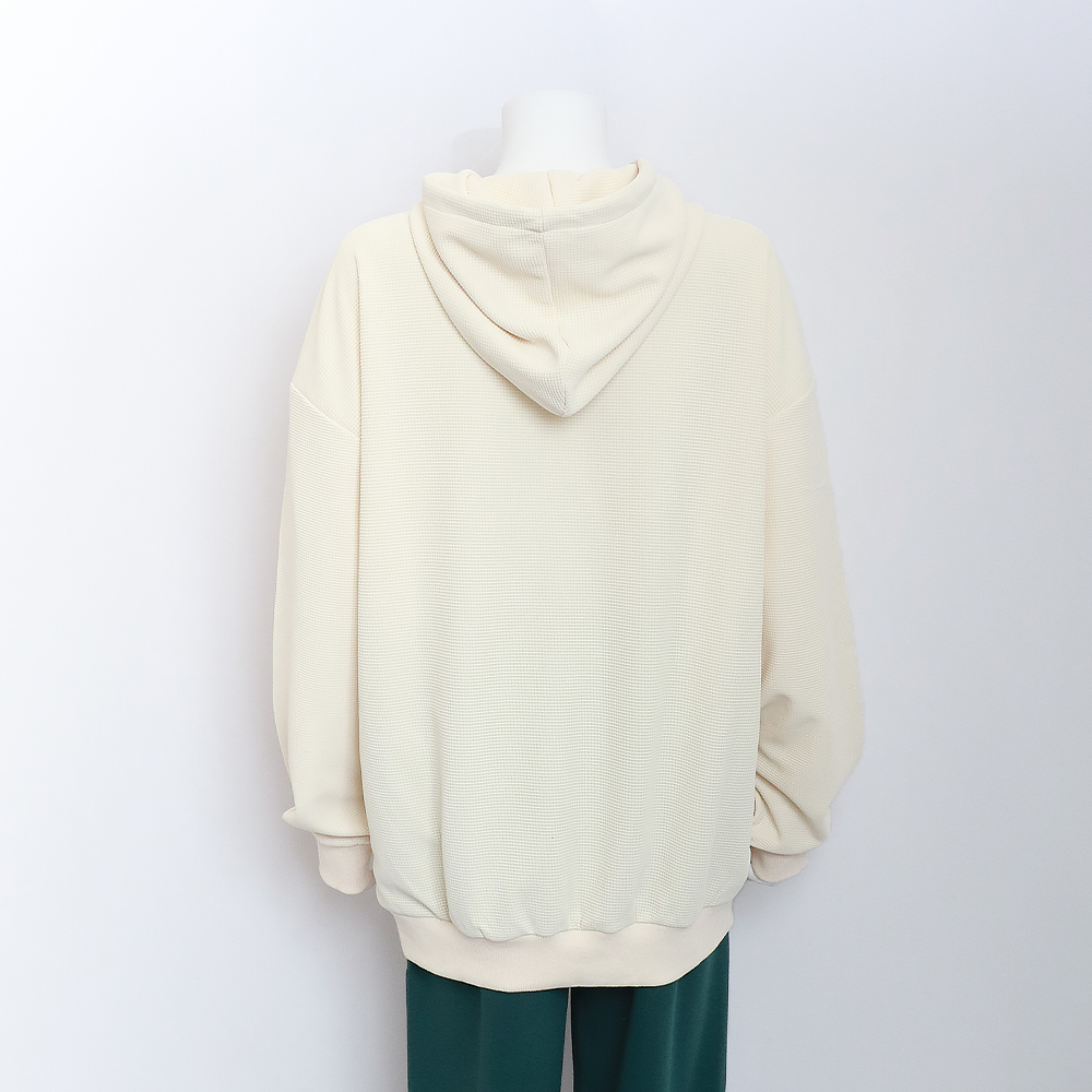 カジュアルコーデ ワッフル素材スウェット フード付き韓国風レディース