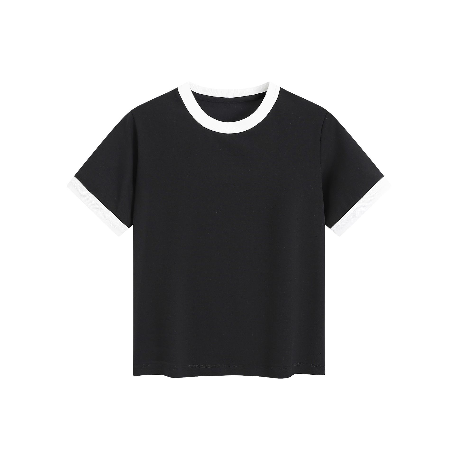 カジュアルコーデ バイカラーリンガーネックTシャツ
