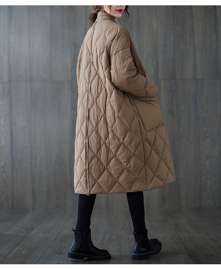 カジュアルコーデ キルティング中綿ロング丈アウター 体型カバー暖かコート