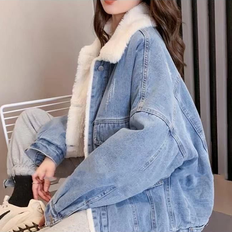 カジュアルコーデ 裏起毛デニムジャケット レディース 防寒アウター ミディアム丈