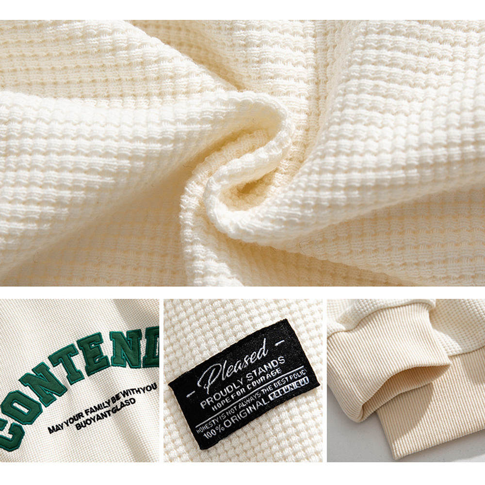 カジュアルコーデ ワッフル素材スウェット フード付き韓国風レディース