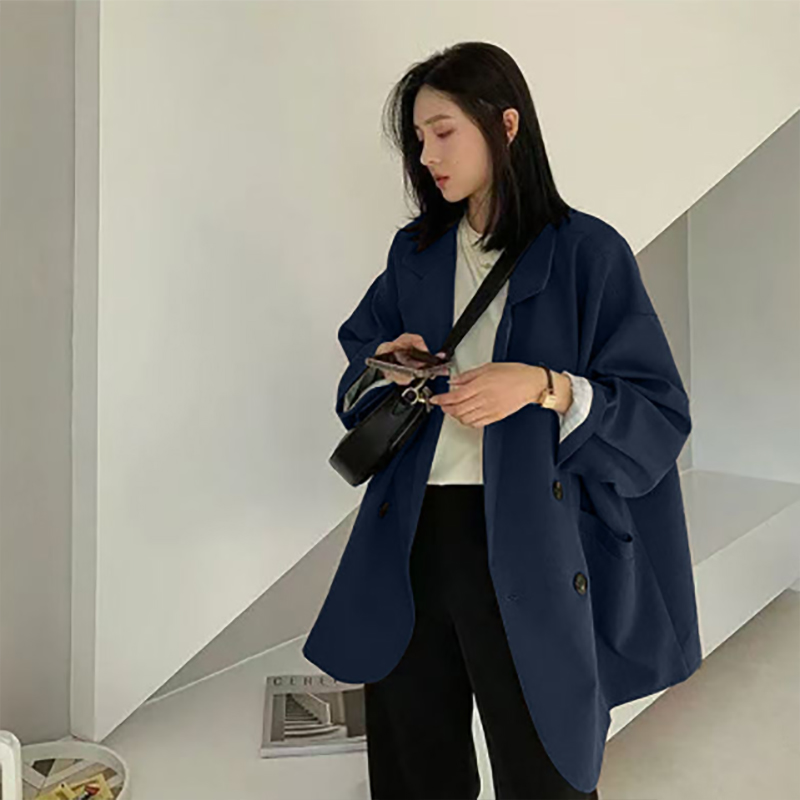 カジュアルコーデ 秋冬新作レディースジャケット襟つきゆったりビジネススーツ