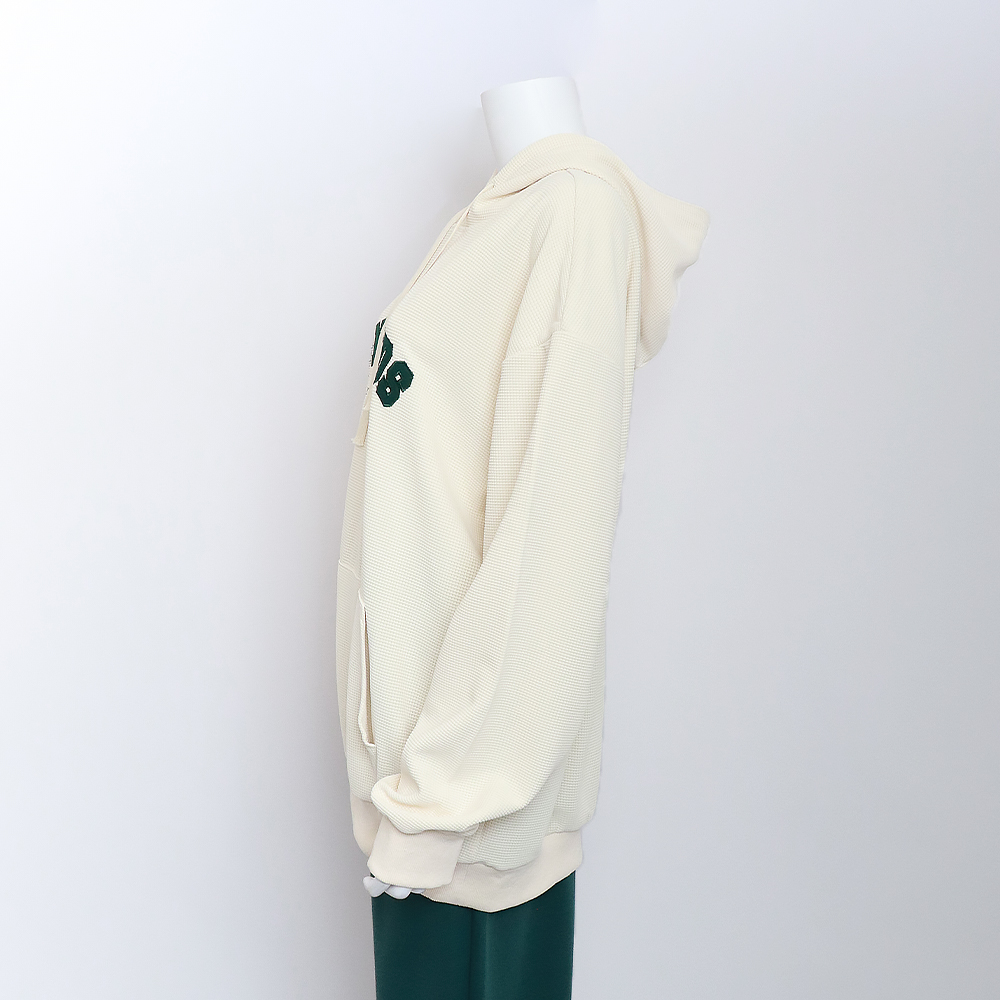 カジュアルコーデ ワッフル素材スウェット フード付き韓国風レディース