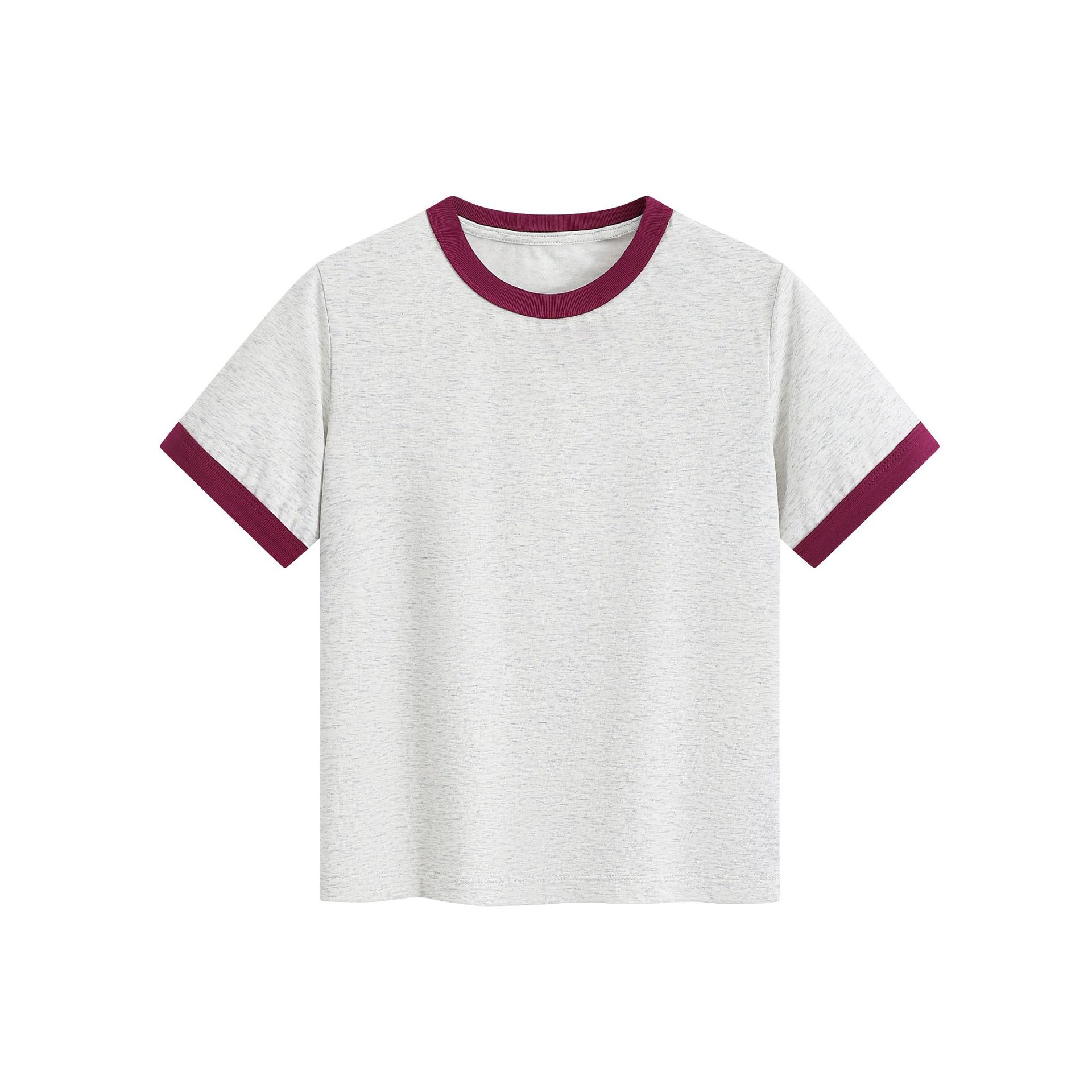 カジュアルコーデ バイカラーリンガーネックTシャツ