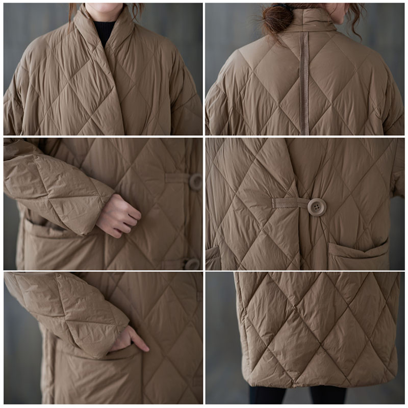 カジュアルコーデ キルティング中綿ロング丈アウター 体型カバー暖かコート