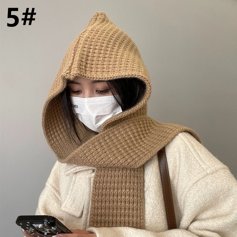 カジュアルコーデ 2025秋冬新作 フード付き帽子 暖かいニット レディース小顔効果