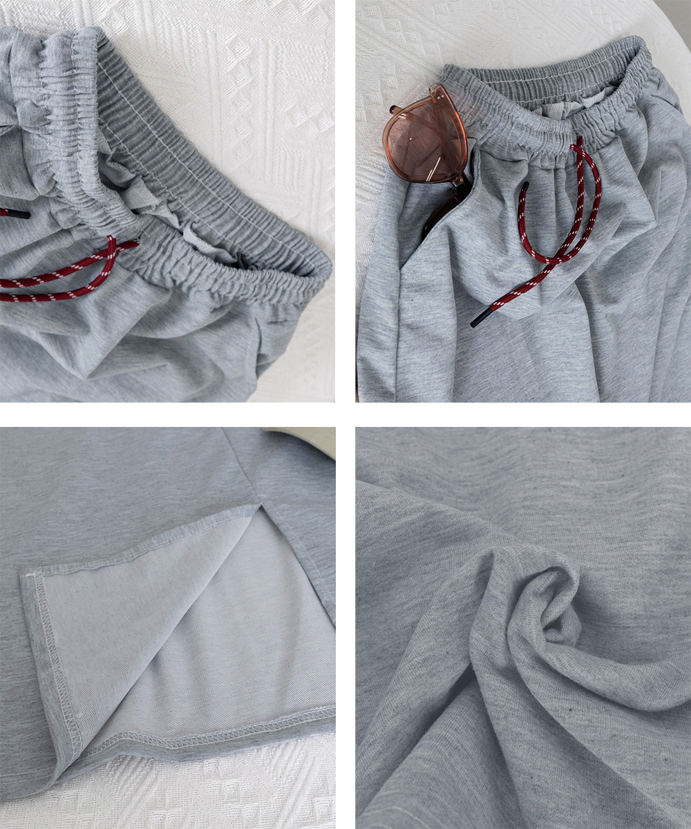 カジュアルコーデ 裏起毛スウェットスカート 紐付きロング丈