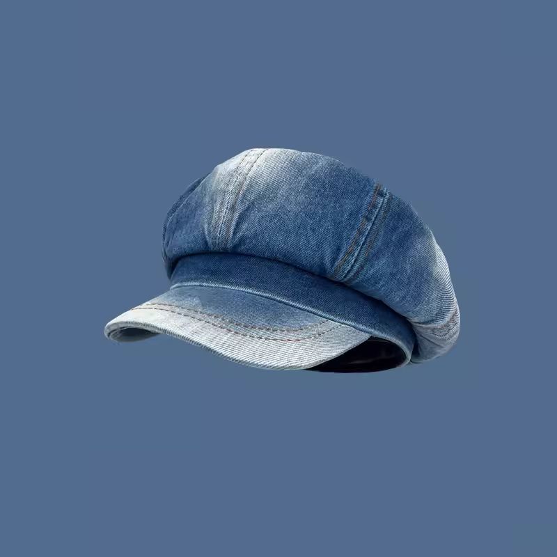デニム水洗い加工キャスケット帽子