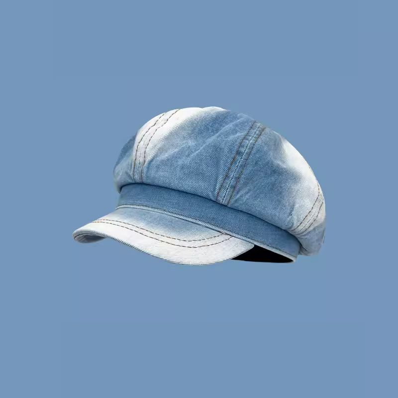 デニム水洗い加工キャスケット帽子